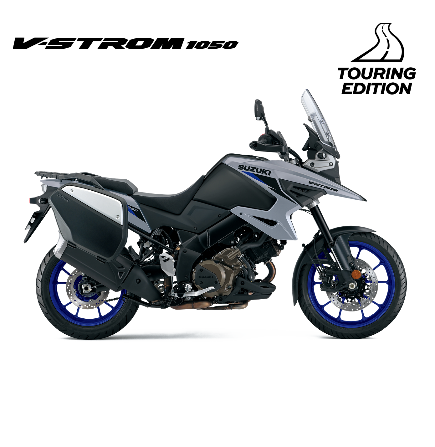 V-Strom 1050 Touring Edition (2024) Die Welt wartet – und mit der V-Strom 1050 Touring Edition genießt du jede Kurve, jede Strecke, jedes Ziel. Die Kunststoff-Seitenkoffer bieten genug Platz für dein Gepäck, während die Enduro-Fußrasten dir auch auf langen Etappen besten Komfort und Grip liefern. Perfekt für ausgedehnte Touren – entspannt, souverän und bereit für jedes Abenteuer.