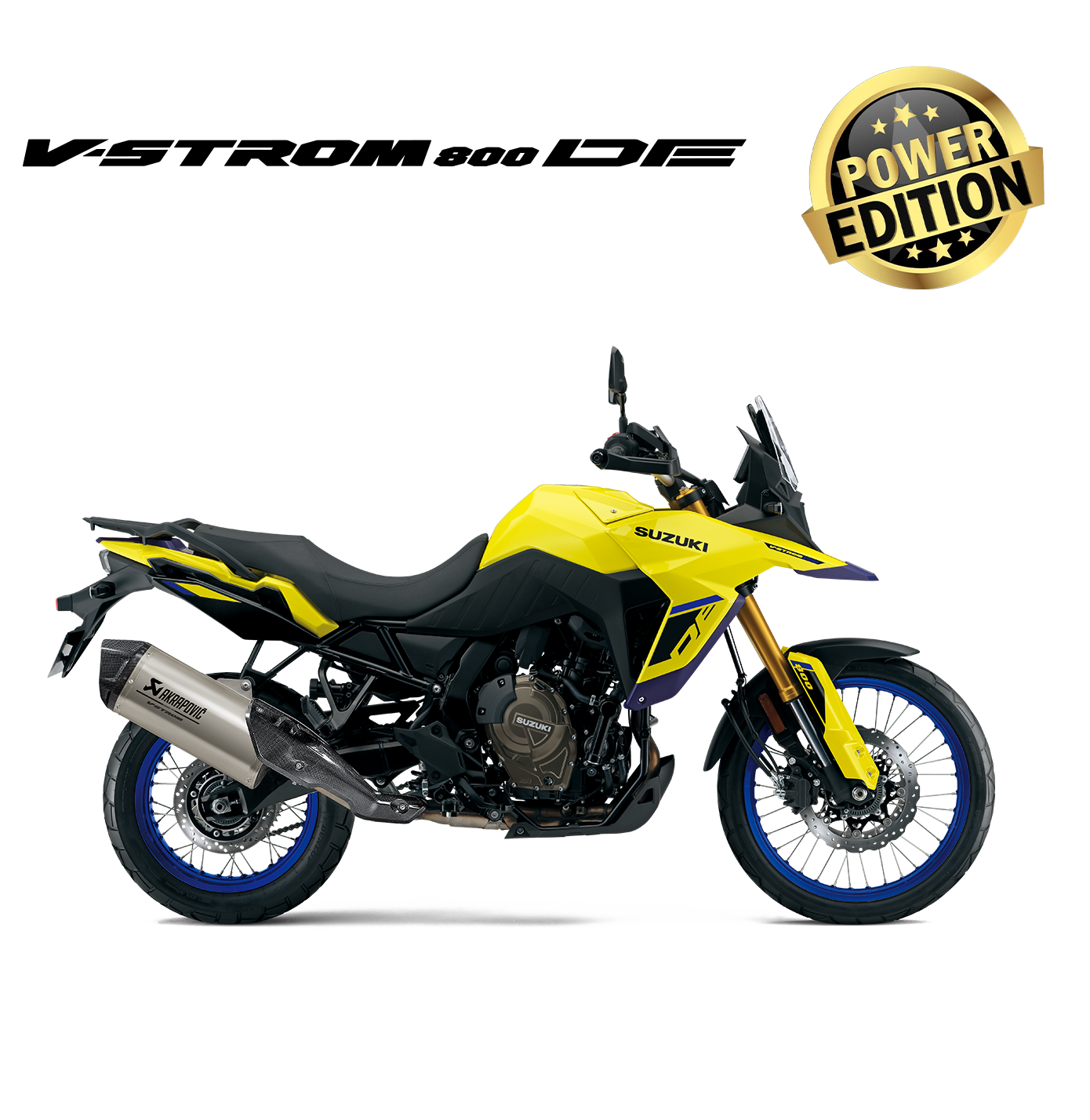 V-Strom 800DE Power Edition Erlebe den ultimativen Soundtrack für deine Abenteuer mit der Suzuki V-Strom 800DE Power Edition. Ausgestattet mit einem Slip-On Endschalldämpfer von Akrapovič, entfaltet der charakterstarke Reihen-Twin seinen kraftvollen und unverwechselbaren Klang – präsent, aber nie aufdringlich. Bist du bereit für Schotterpisten, kurvige Bergstraßen und endlose Weiten? Auch auf 35 kW umrüstbar.