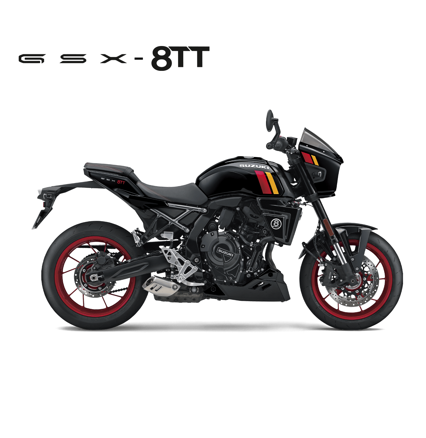 Komm mit auf eine Zeitreise. Zurück in die frühen 1980er Jahre. Plötzlich steht die Wiedergeburt eines klassischen Road Racers vor dir: die GSX-8TT. Dynamische Verkleidungselemente, liebevolle Details und eine besondere Farbsignatur sind unverwechselbare Kennzeichen. Innen schlägt das heiße Herz unseres hochgelobten Parallel-Twin-Motors. Die Essenz des Fahrens, hier ist sie: GSX-8TT.